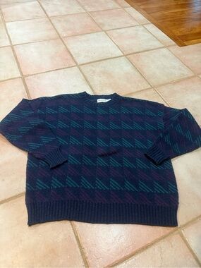 Vintage Boundary Waters Sweater Large Made in Italy Geometric Cotton 90s Large